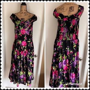 Vintage Off Shoulder Floral Dress
